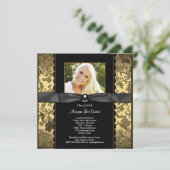 Afstuderen voor zwarte en goudfoto's kaart (Staand voorkant)