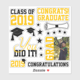 Afstuderen voor zwarte en goudfoto's sticker