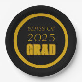 Afstuderen voor zwarte en goudkleuren papieren bordje (Voorkant)