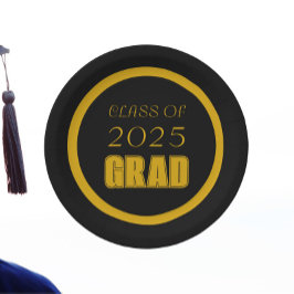 Afstuderen voor zwarte en goudkleuren papieren bordje