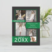 Afstuderen voor zwarte en groene fotocollage aankondiging (Staand voorkant)