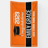 Afstuderen voor zwarte en Oranje schoolkleuren Spandoek (Verticaal)