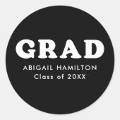 Afstuderen voor zwarte en witte reprografie ronde sticker (Voorkant)