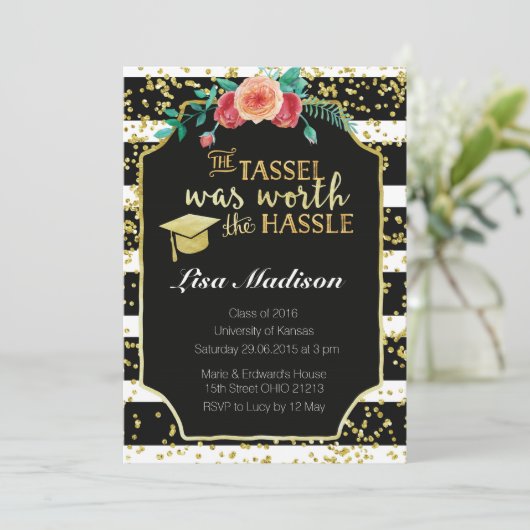 Afstuderen voor zwarte en witte strepen kaart (Staand voorkant)