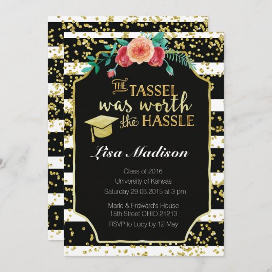 Afstuderen voor zwarte en witte strepen kaart (Voorkant / Achterkant)