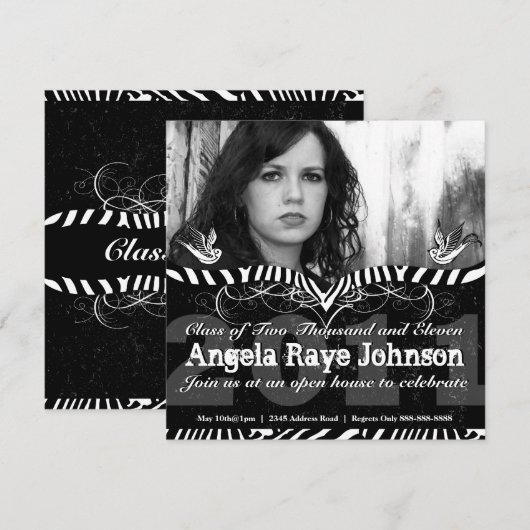 Afstuderen voor zwarte en witte zebrastripes kaart (Voorkant / Achterkant)