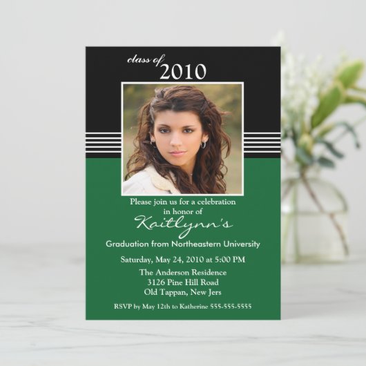 Afstuderen voor zwarte, groene en witte foto's kaart (Staand voorkant)