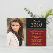 Afstuderen voor zwarte & rode foto's kaart (Staand voorkant)