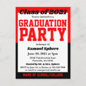 Afstuderen voor zwarte rode scholen uitnodiging briefkaart (Voorkant)