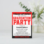 Afstuderen voor zwarte rode scholen uitnodiging briefkaart (Staand voorkant)