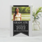 Afstuderen voor zwarte schoolkleuren van Ribbon Kaart (Staand voorkant)