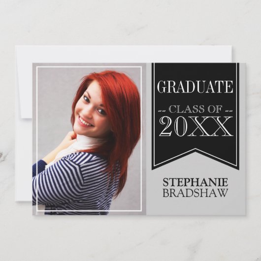 Afstuderen voor zwarte schoolkleuren van Ribbon Kaart (Voorkant)