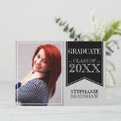 Afstuderen voor zwarte schoolkleuren van Ribbon Kaart (Staand voorkant)