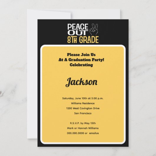 Afstuderen Vrede uit 8e graadpartij Kaart (Achterkant)