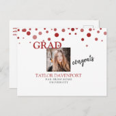 Afstuderen Vrouw Foto Grappig Bericht Aankondigingskaart (Voorkant / Achterkant)