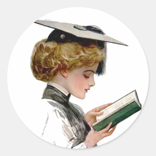Afstuderen vrouw vintage ronde sticker (Voorkant)