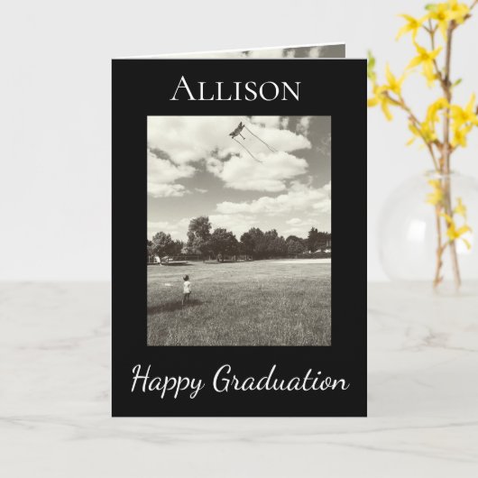 Afstuderen Vrouw Volg Uw Dromen Vers Kaart (Gele Bloem)