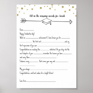 Afstuderen vult ontbrekende woorden in poster