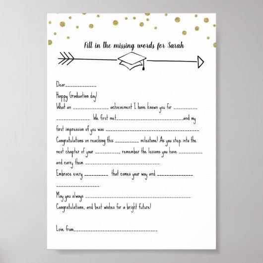 Afstuderen vult ontbrekende woorden in poster (Voorkant)