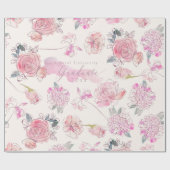 Afstuderen Waterverf Blush floral Roos Monogram Cadeaupapier (Vlak)
