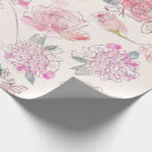 Afstuderen Waterverf Blush floral Roos Monogram Cadeaupapier (Hoek)