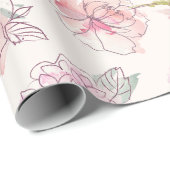Afstuderen Waterverf Blush floral Roos Monogram Cadeaupapier (Rol Hoek)