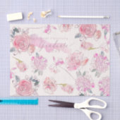 Afstuderen Waterverf Blush floral Roos Monogram Tissuepapier (Craft)