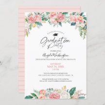 Afstuderen Waterverf Blush Pink Floral Script