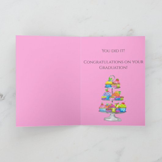 Afstuderen Waterverf cupcakes Kaart (Binnen)