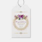 Afstuderen Waterverf Glitter Flower Gold Confetti Cadeaulabel (Voorkant)