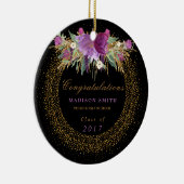 Afstuderen Waterverf Glitter Flower Gold Confetti Keramisch Ornament (Rechts)