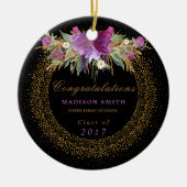 Afstuderen Waterverf Glitter Flower Gold Confetti Keramisch Ornament (Voorkant)