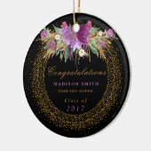 Afstuderen Waterverf Glitter Flower Gold Confetti Keramisch Ornament (Links)