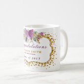 Afstuderen Waterverf Glitter Flower Gold Confetti Koffiemok (Voorkant rechts)