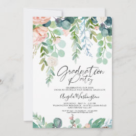 Afstuderen Waterverf Greenery Chic Script Party Aankondiging