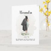 Afstuderen Waterverf Meisje Foliage Inspirerend Kaart (Gele Bloem)