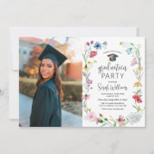 Afstuderen Waterverf Wildbloemen Foto Kaart (Voorkant)