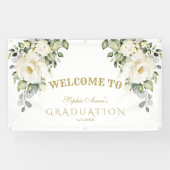 Afstuderen Welkomstteken van fijne witte bloemen Spandoek (Horizontaal)