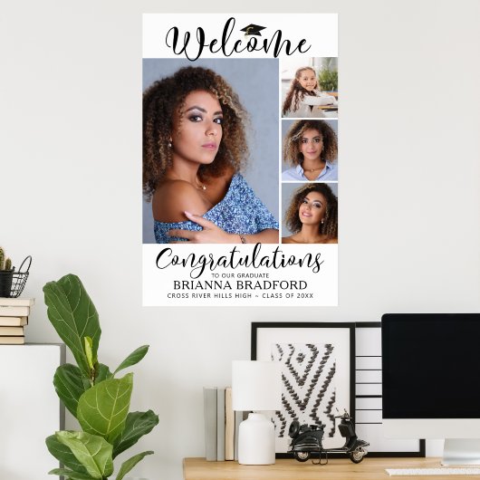 Afstuderen Welkomstwoord 4 Zwart fotoscript wit Poster (Thuiskantoor)