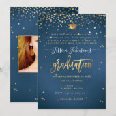 Afstuderen, Wens op de sterren Uitnodiging, Blauw Kaart (Voorkant / Achterkant)