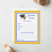 Afstuderen wensen en advies | Blauw en geel Notitiekaartje (Voorkant / Achterkant in situ)