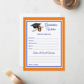 Afstuderen wensen en advies | Blauw en Sinaasappel Notitiekaartje (Voorkant / Achterkant in situ)