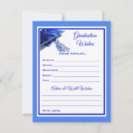 Afstuderen wensen en advies | Blauw en wit Notitiekaartje