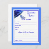 Afstuderen wensen en advies | Blauw en wit Notitiekaartje (Voorkant / Achterkant)