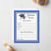 Afstuderen wensen en advies | Zwart-blauw Notitiekaartje (Voorkant / Achterkant in situ)