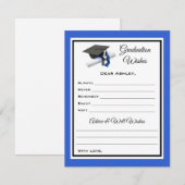 Afstuderen wensen en advies | Zwart-blauw Notitiekaartje (Voorkant / Achterkant)