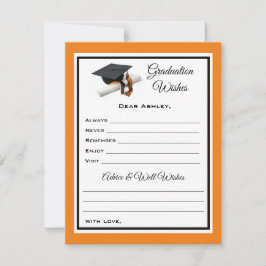 Afstuderen wensen en advies | Zwart-Oranje Notitiekaartje