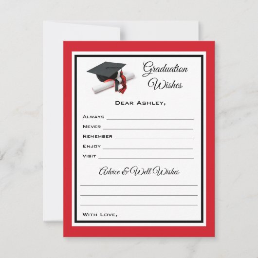 Afstuderen wensen en advies | Zwart Rood Notitiekaartje (Voorkant)