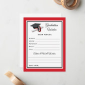 Afstuderen wensen en advies | Zwart Rood Notitiekaartje (Voorkant / Achterkant in situ)