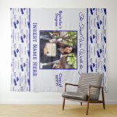 Afstuderen Wensen Pet Diploma Foto Blauw Achtergro Wandkleed (In Situ (horizontaal))